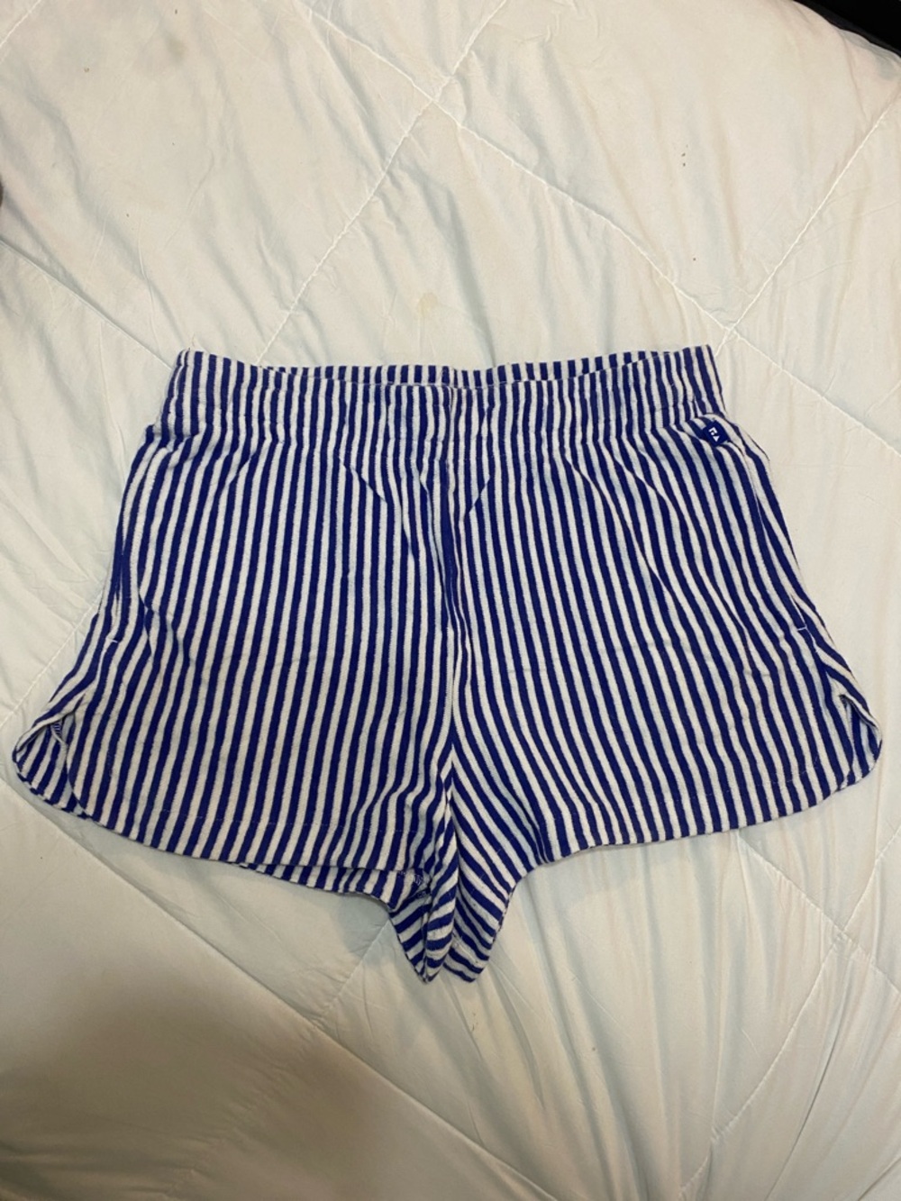Striped Blue and White Terrycloth Shorts